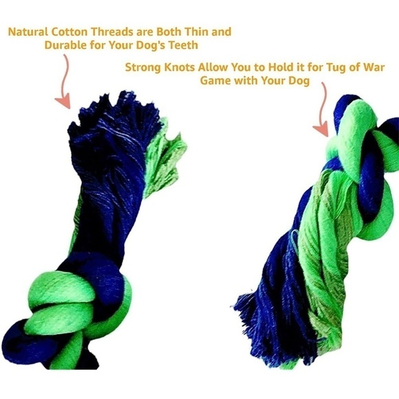 Brand New 3-Piece Dog Chew & Rope Toys Set for Aggressive Chewers Bacon Teething - Picture 9 of 9